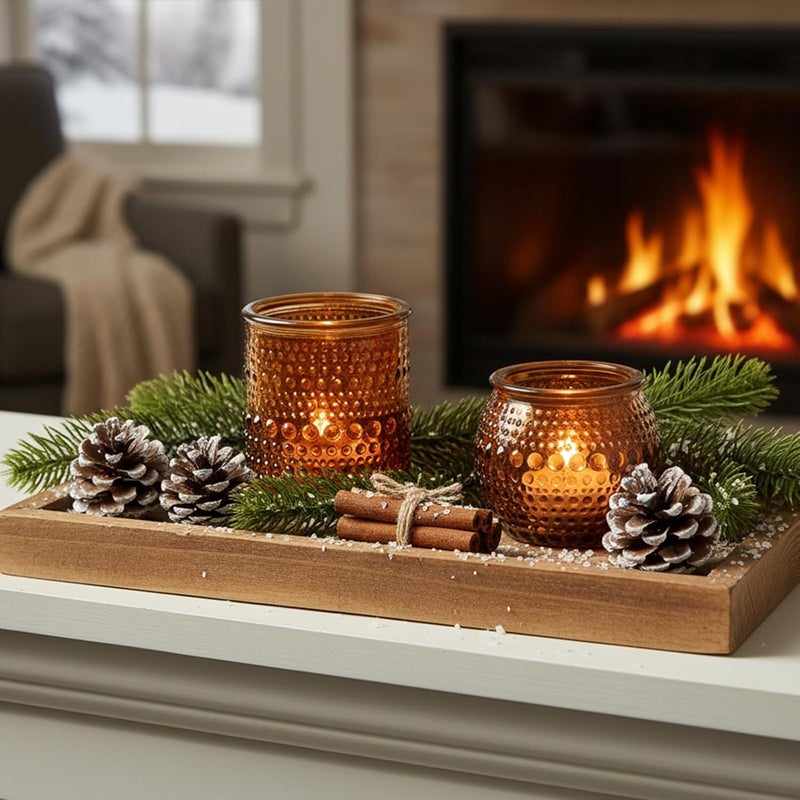 TRIRITE 36pcs Amber Votive Candle Holders, 2x2.5in Glass Tea Lights Candle Holders for Table Centerpiece for Home Decor Party Fall Boho Decor (Amber) - Image 2