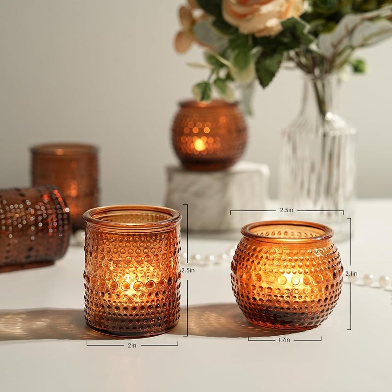 TRIRITE 36pcs Amber Votive Candle Holders, 2x2.5in Glass Tea Lights Candle Holders for Table Centerpiece for Home Decor Party Fall Boho Decor (Amber) - Image 3