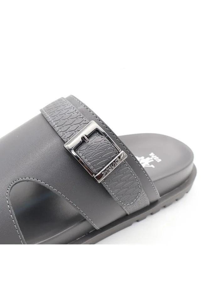 U.S. Polo Assn. GREY US Polo Men’s Grey Slide Sandals – Arabic-Style Slip-On with Adjustable Buckle | Cushioned Footbed | Breathable & Durable Summer Footwear for Men | Best Price UAE