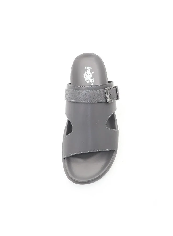 U.S. Polo Assn. GREY US Polo Men’s Grey Slide Sandals – Arabic-Style Slip-On with Adjustable Buckle | Cushioned Footbed | Breathable & Durable Summer Footwear for Men | Best Price UAE