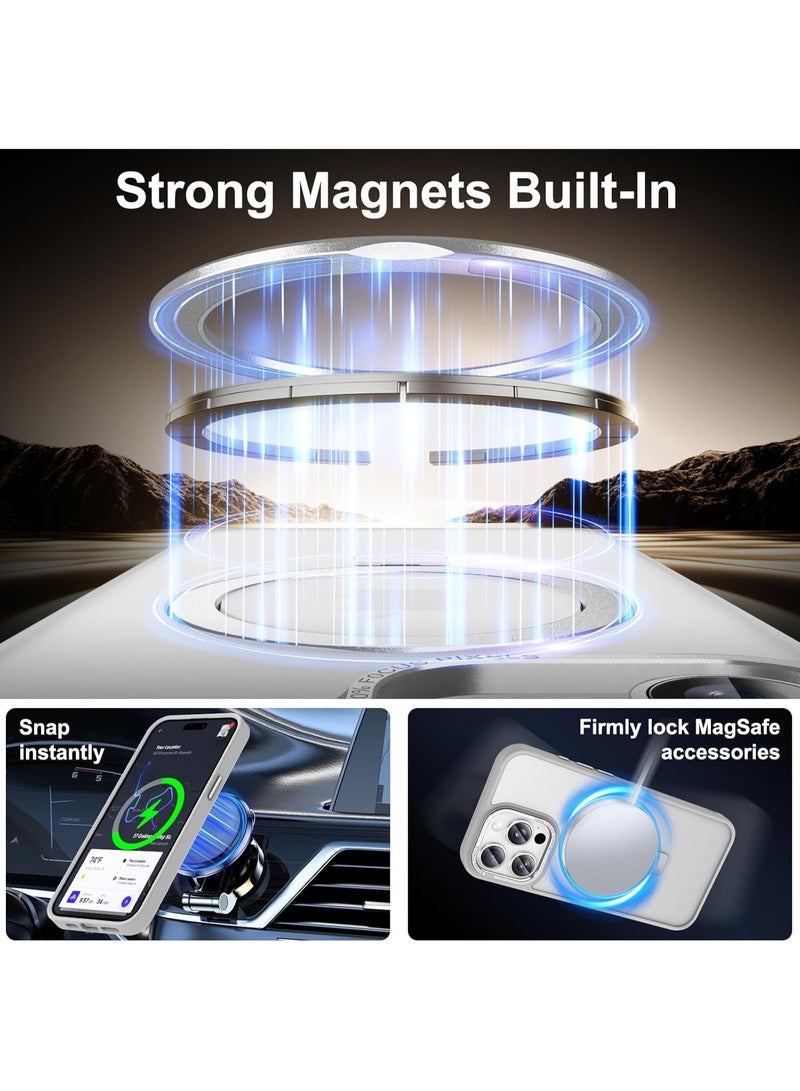 جراب مغناطيسي لهاتف iPhone 13 Pro مع حامل حلقي، [حماية من السقوط من ارتفاع 10 أقدام] [ملمس مخملي] جراب هاتف نحيف شفاف غير لامع مقاوم للصدمات لهاتف iPhone 13 Pro مقاس 6.1 بوصة، (رمادي) - Image 2