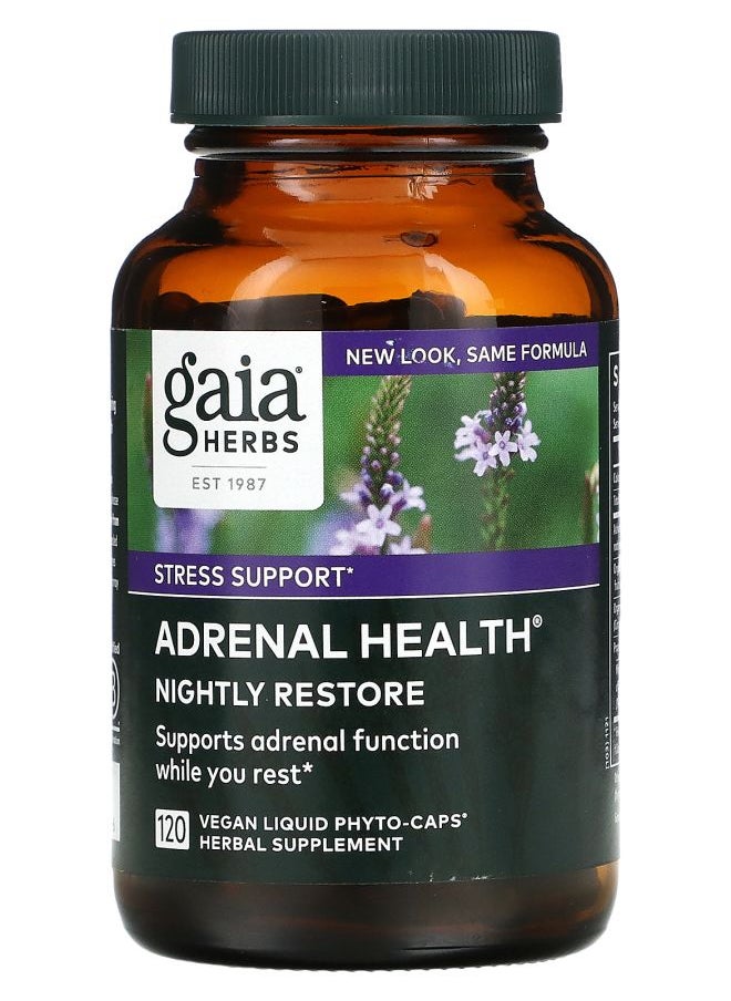 Gaia Herbs Adrenal Health Nightly Restore 120 Vegan Liquid Phyto-Caps 