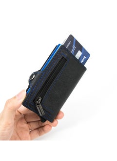 LEVELO Cache Genuine Leather Wallet / Coin Slot / Money Clip / 8 Card Slots / RFID Protection / Compact Design / Lightweight Design / Multiple Compartment - Black  - Image 5