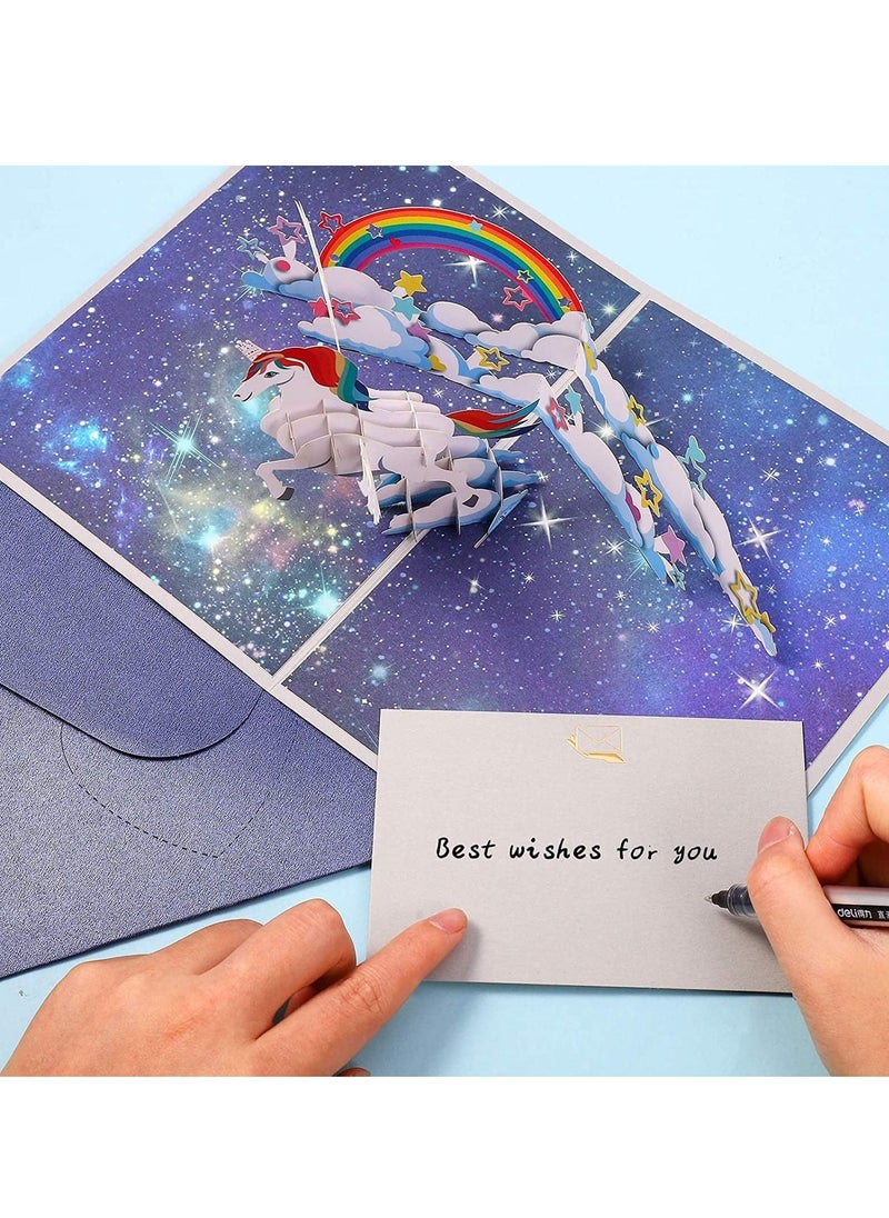 Y&D 3D Pop-Up Unicorn Greeting Card, Rainbow Design, with Envelope Blank, Suitable for Birthday, Wedding  - Image 4