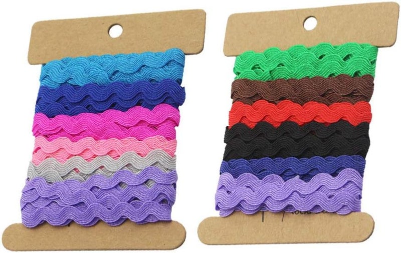 EXCEART 8Mm Curved Rick Rack Webbing Ribbon 6 Yards Water Wave Edge Trim Sewing Crafting Ribbon for DIY Textile Embellishments - Image 1