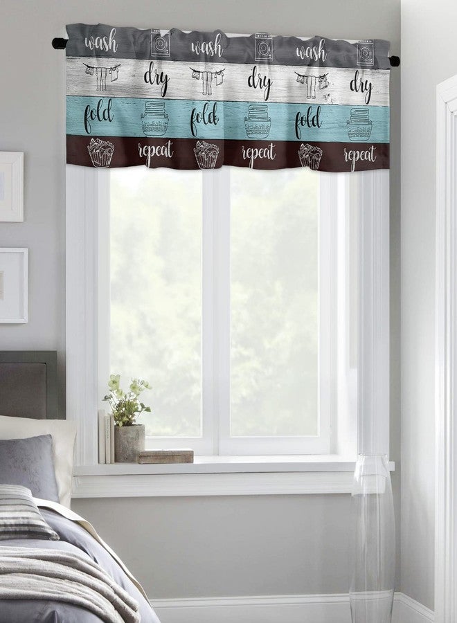 Litter Star Window Valance Rod Pocket Short Curtain Panels Vintage Wood Laundry Wash Dry Flod Repeat Art Kitchen Valances Curtains, Rustic Wooden Board Window Treatments Drapes for Living Room Bedroom Decor - Image 4