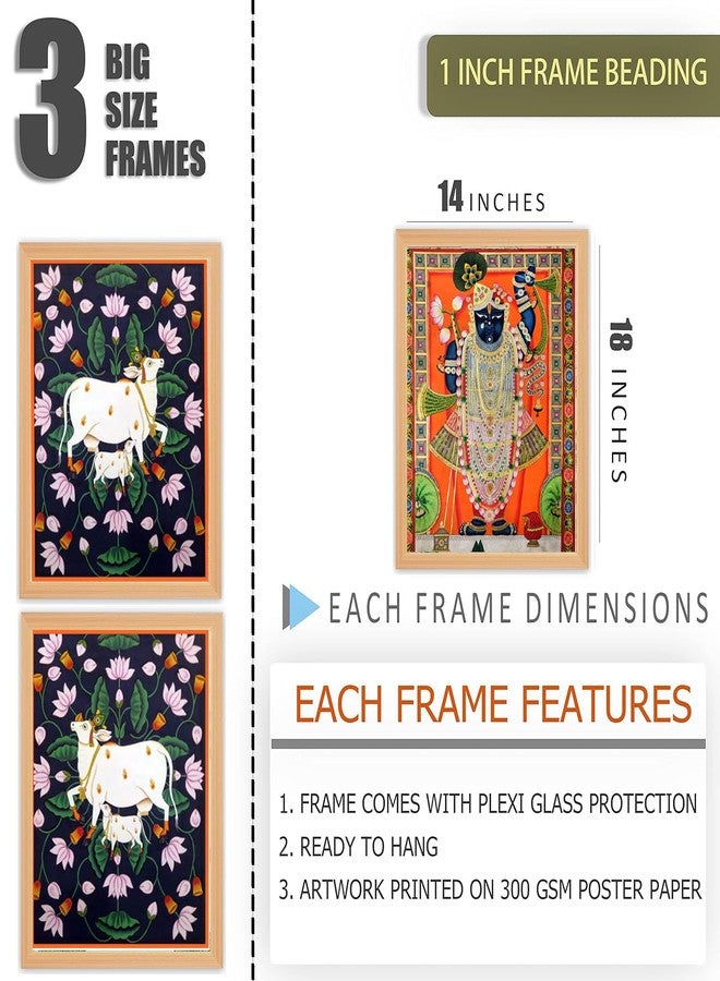 Gamya Big Aesthetic Shrinath Ji Framed Posters Wall Decor Paintings For Living Room, Bedroom/Big Paintings For Wall Decoration (A3 Frames, 14x18 Inches) Set of 3 - Image 2