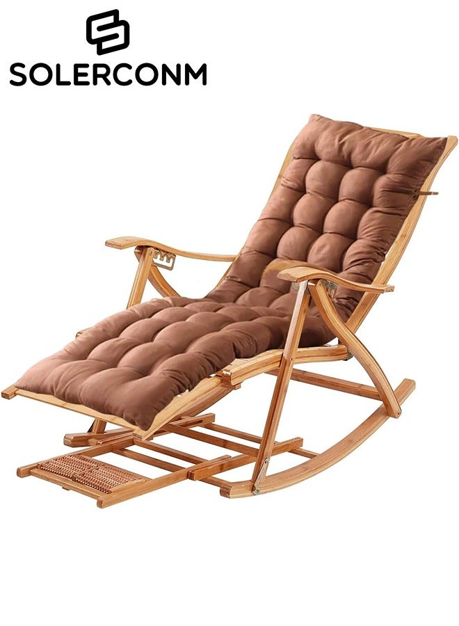 سولاكان كرسي هزاز قابل للطي من الخيزران – كرسي استرخاء بزاوية قابلة للتعديل، تصميم مريح وتهوية عالية، بظهر مرتفع لشخص واحد للاستخدام في غرفة المعيشة أو الشرفة - Image 1