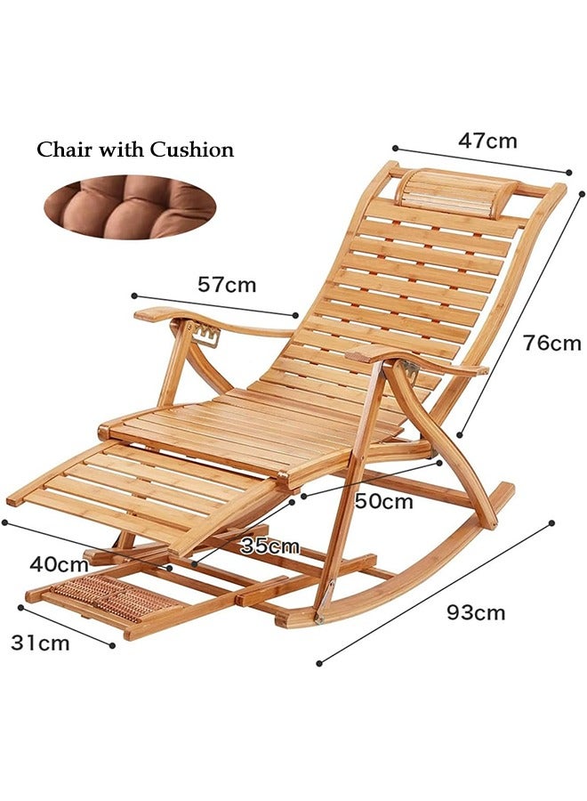 سولاكان كرسي هزاز قابل للطي من الخيزران – كرسي استرخاء بزاوية قابلة للتعديل، تصميم مريح وتهوية عالية، بظهر مرتفع لشخص واحد للاستخدام في غرفة المعيشة أو الشرفة - Image 2