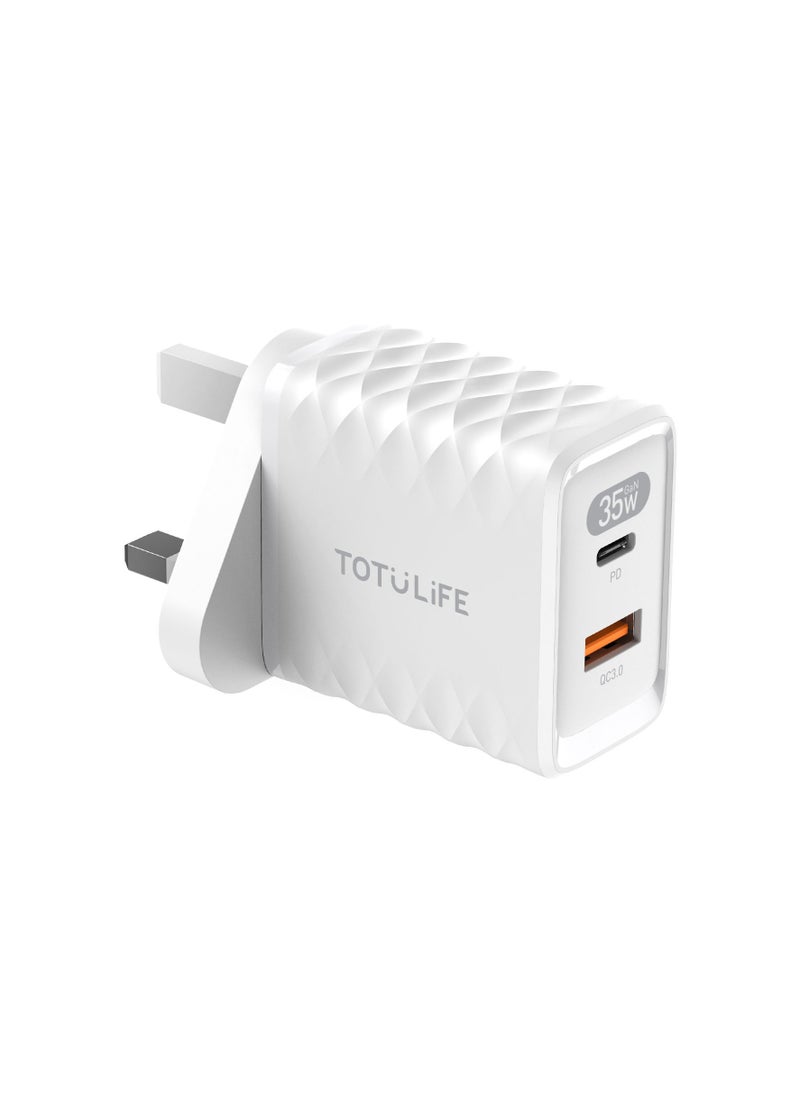 Totulife FAME Series 35W GaN Wall Charger with PD Type-C & QC3.0 Fast Charging, Aluminum Alloy Material, Over Voltage/Over Current Protection  - Image 1