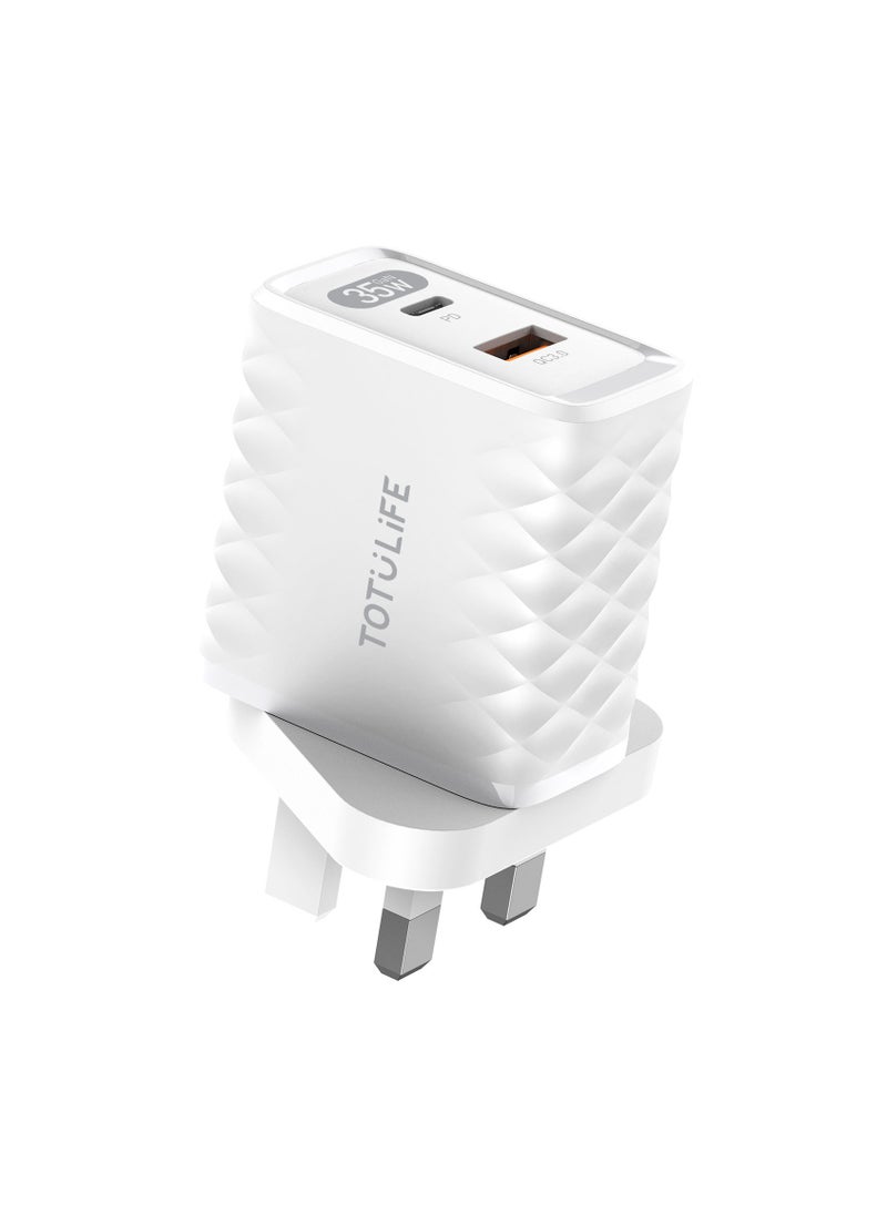 Totulife FAME Series 35W GaN Wall Charger with PD Type-C & QC3.0 Fast Charging, Aluminum Alloy Material, Over Voltage/Over Current Protection  - Image 5