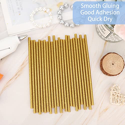 Manarty Glitter Gold Hot Glue Sticks, 24PCS Mini Size 0.27" Dia x 8" Long Hot Melt Glue Stick Colored, All Temperature Adhesive EVA Glue Sticks for Repairing Sealing Stamp DIY Art Craft Decoration - Image 4