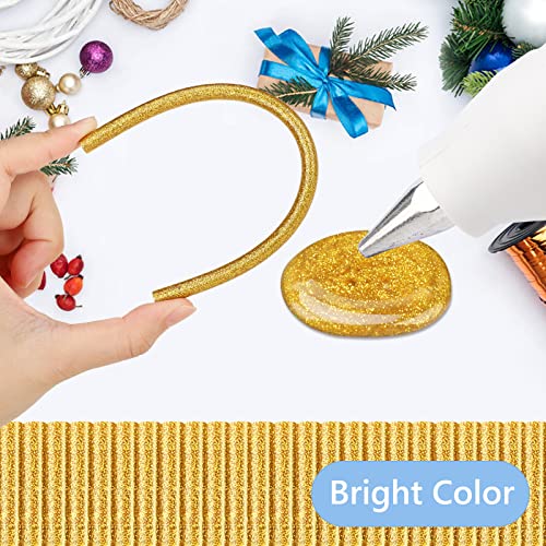 Manarty Glitter Gold Hot Glue Sticks, 24PCS Mini Size 0.27" Dia x 8" Long Hot Melt Glue Stick Colored, All Temperature Adhesive EVA Glue Sticks for Repairing Sealing Stamp DIY Art Craft Decoration - Image 3