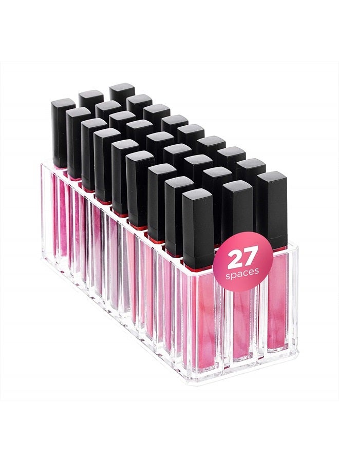 FAJ Lip Gloss Holder Organizer, 27 Spaces Clear Acrylic Makeup Lipgloss Display Case - Image 1