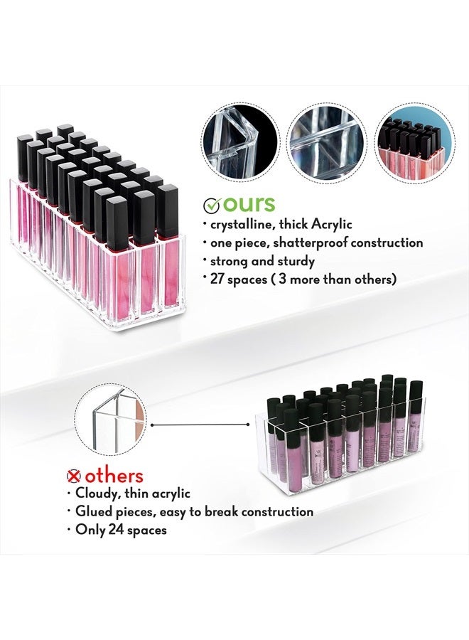 FAJ Lip Gloss Holder Organizer, 27 Spaces Clear Acrylic Makeup Lipgloss Display Case - Image 3
