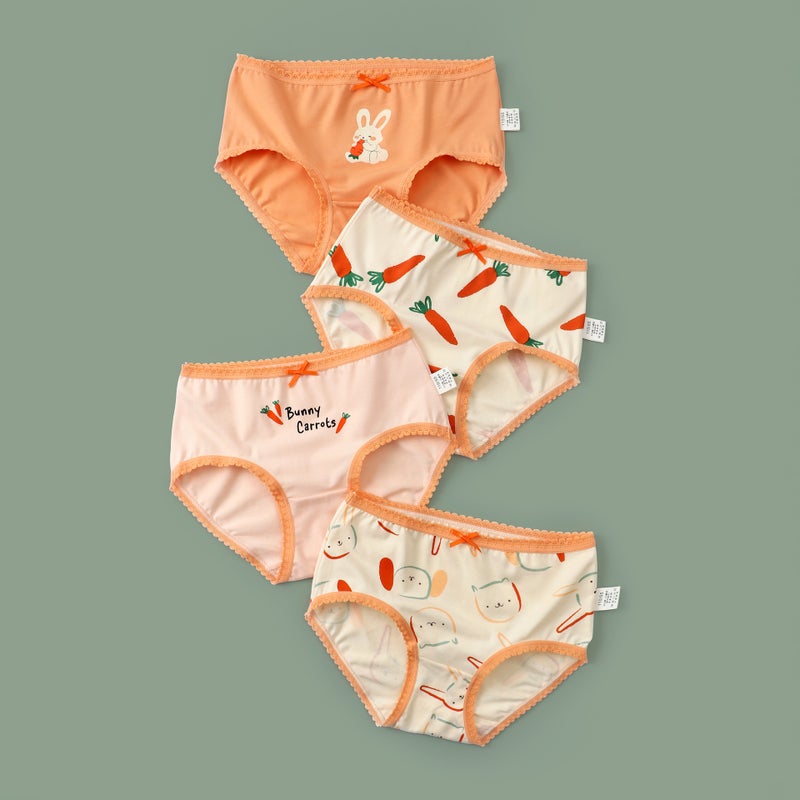 Childrens underwear female baby Korean a class cotton girls shorts cartoon childrens cotton antibacterial briefs wholesale H792/Rabbit Radish SJ266 