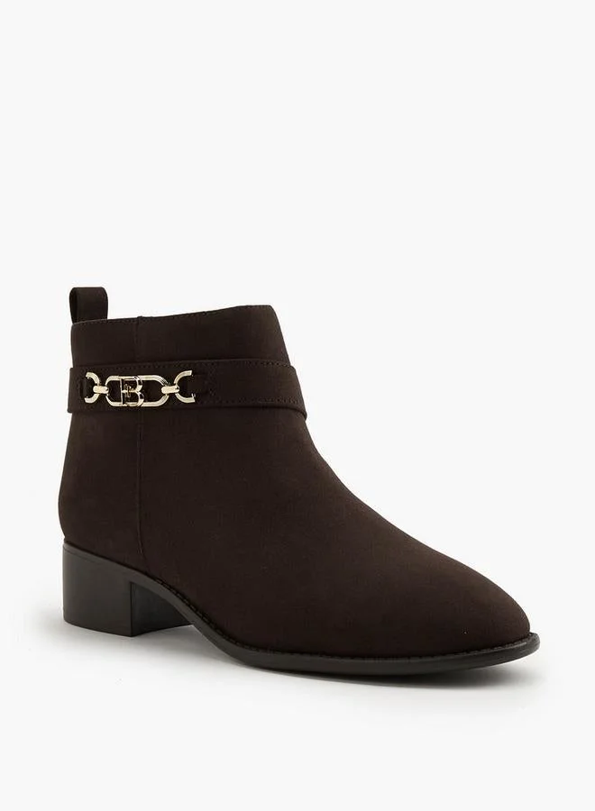 Flora Bella By Shoexpress Flora Bella Chain Accent Ankle Boots With Zip Closure