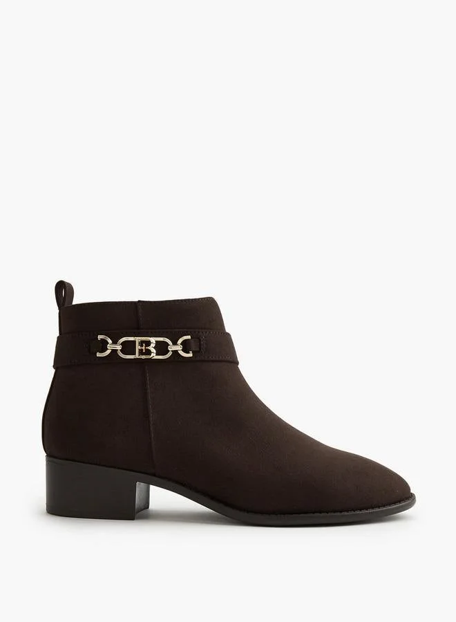 Flora Bella By Shoexpress Flora Bella Chain Accent Ankle Boots With Zip Closure