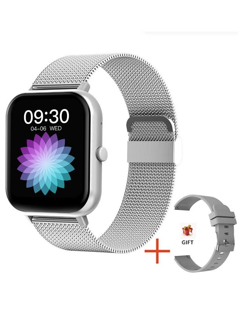 AROAQ Smart Watch, Zl54c Waterproof Smartwatch With Ai Voice Assistant, Heart Rate Blood Pressure Blood Oxygen Sleep Monitor Wrist Watch, (Silver + Silver Milan Steel)