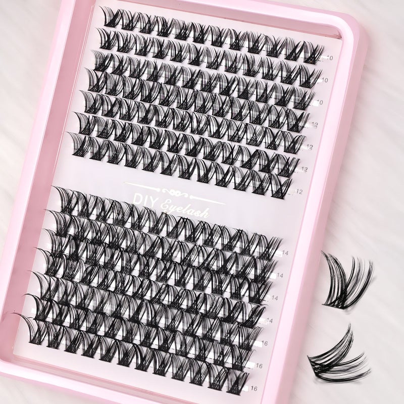 168PCS Reusable D Curl Cluster Lashes Natural Individual Eyelash Extensions Easy Apply - Image 1