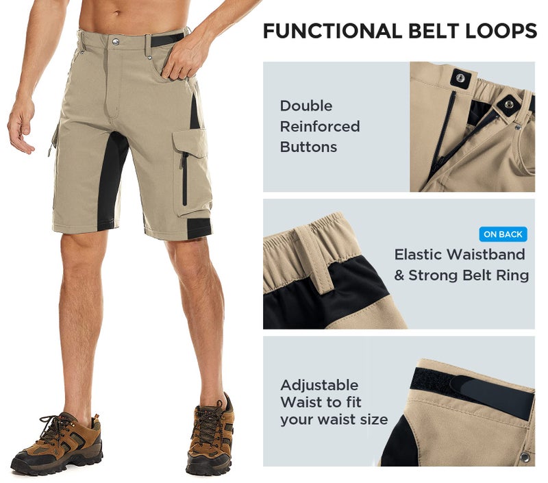 XKTTAC Men's Outdoor Quick Dry Lightweight Cargo Shorts for Hiking, Casual, Camping, Tactical, Fishing, Golf, Travel with 6 Pockets (Fossil, X-Large) - Image 5