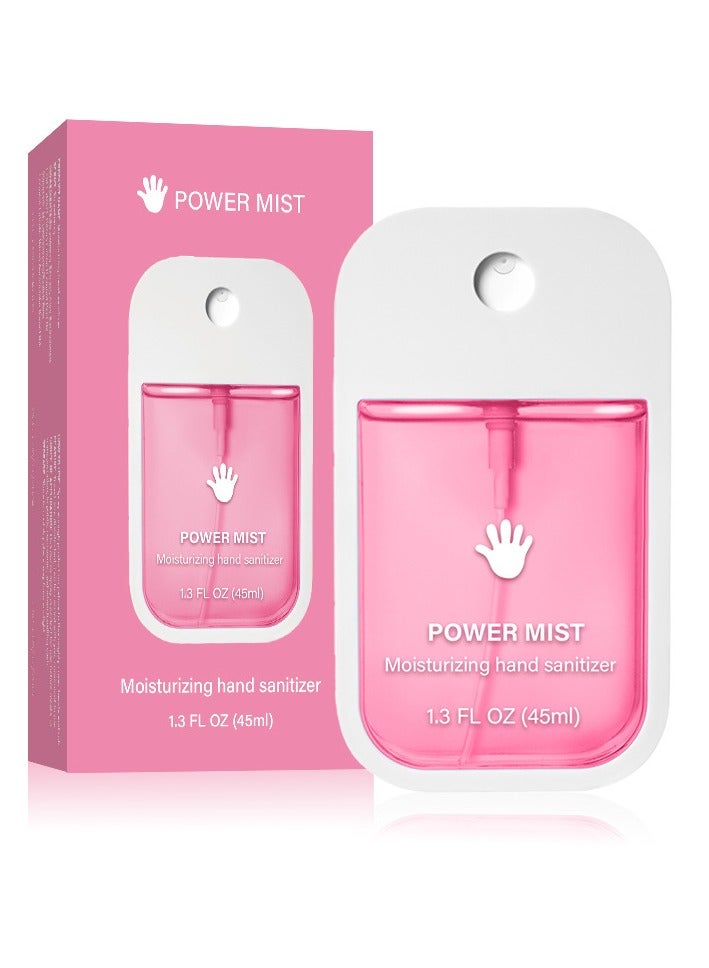 باور بخاخ معقم اليدين المرطب Power Mist للبالغين والأطفال ، بخاخ معقم اليدين بحجم السفر ، بخاخ معقم مرطب لليدين للبالغين ، معقم اليدين Power Mist 45 مل (فراولة) - Image 1