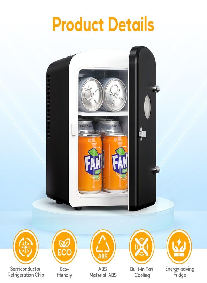 HealSmart Mini Fridge with Observation Window 6L/9 Can Skincare Beverage Small Refrigerator, 100% Freon-Free Compact Cooler and Heater for Bedroom, Office, Dorm, Car, White - Image 2