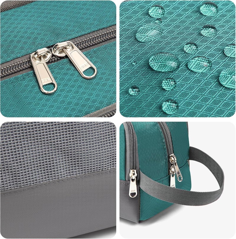 Yeiotsy Travel Toiletry Bag for Men - Ultra-thin Dopp Kit with Mesh Pockets, Compact Shaving Organizer for Gym/Camping/Hiking (Emerald Green) - Image 4