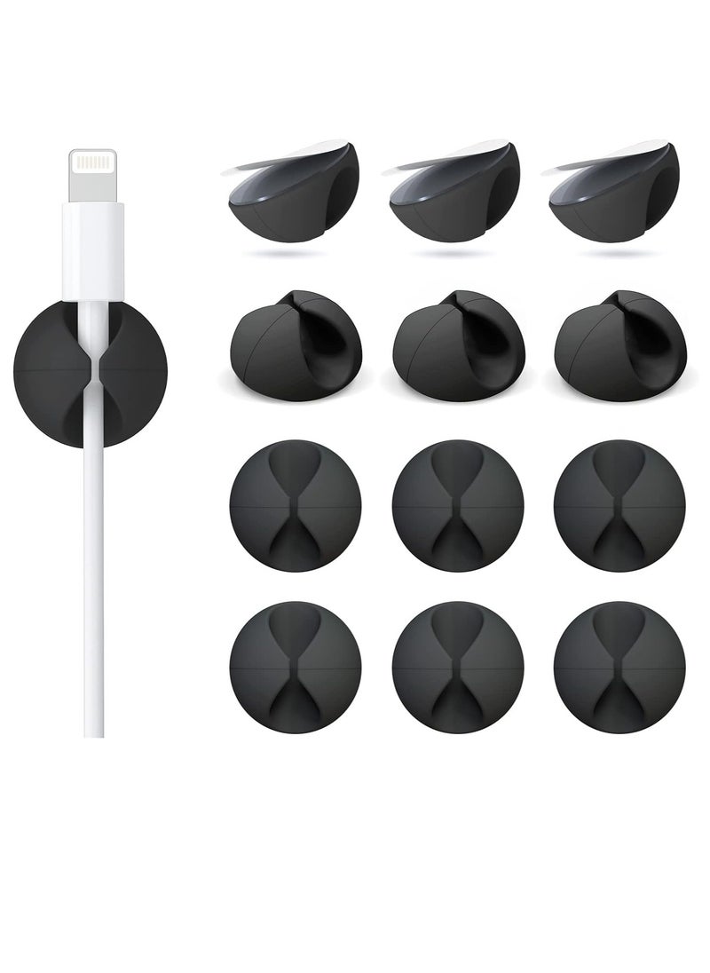 VIUAUAX - 12 Pack 30mm Cable Clips, Cord Organizer Holder Adhesive Cable Management Charger Wire Holder Clips for Desk, Home, Office, Car, Cubicle, Nightstand Black - Image 1