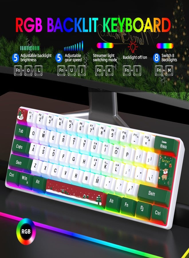 Snpurdiri لوحة مفاتيح الألعاب السلكية Snpurdiri 60%، بإضاءة خلفية RGB، صغيرة الحجم للغاية، 61 مفتاحًا، لوحة مفاتيح ألعاب 60% لأجهزة الكمبيوتر الشخصية/أجهزة ماك، مناسبة للاعبين، والكتاب، والسفر، سهلة الحمل في رحلات العمل (أحمر، أخضر، أبيض) - Image 3