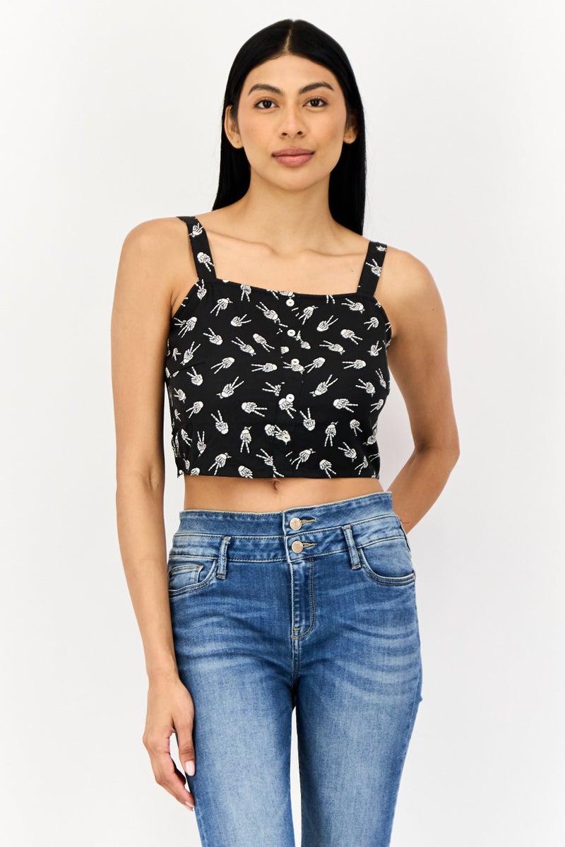 ONLY Women Square Neck Sleeveless Allover Print Tank Top, Multicolor - Image 1