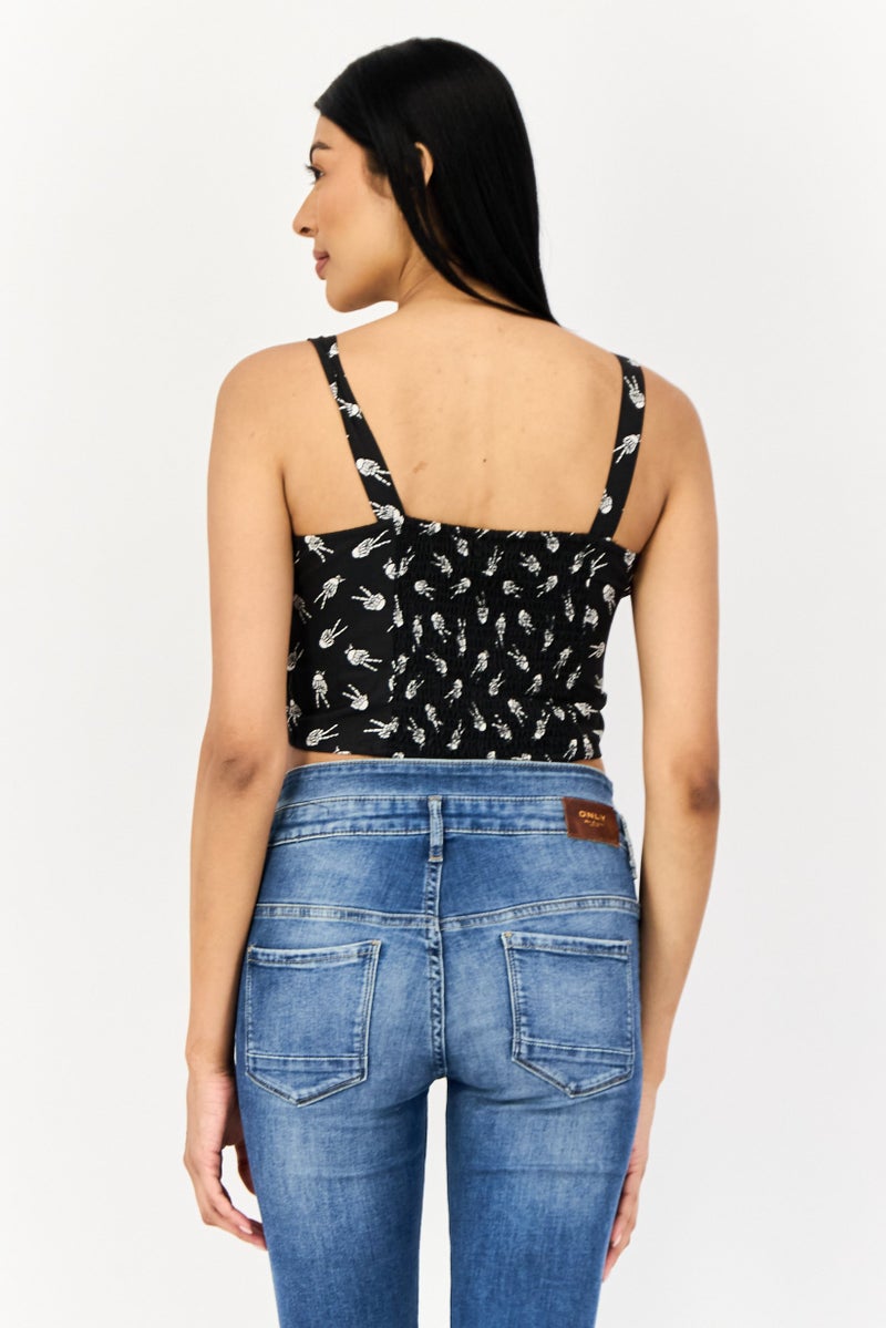 ONLY Women Square Neck Sleeveless Allover Print Tank Top, Multicolor - Image 4