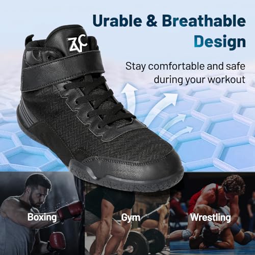 ZVC Wrestling Shoes Men Boxing Shoes for Fighting Shoes Powerlifting Bodybuilding Boots Footwear Black - Image 5