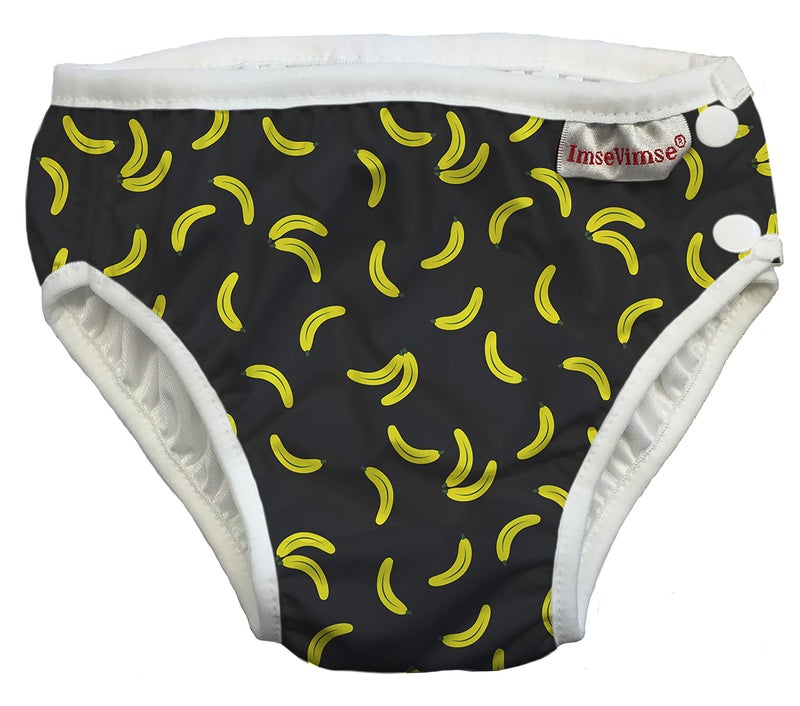 ImseVimse Eco Friendly Reusable Swim Diaper Made of Organic Cloth Sized for Infant to Toddler Boys Black Banana XL 1824M 2T 2431 lbs