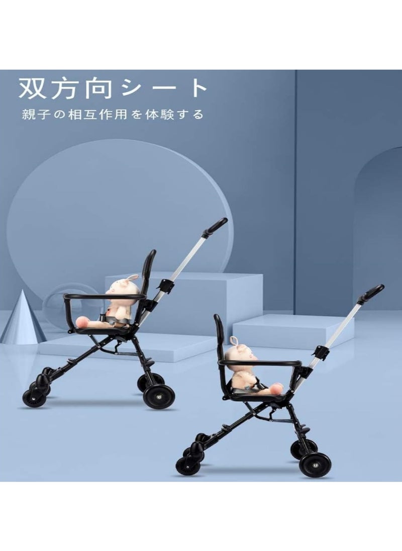 Generic - Stroller 3 Wheels B Shape Ultra Lightweight 9.4 lbs 4.2 kg Two Facing Large Seat and Backrest Stroller 10.2 lbs 4.2 kg Carry on Compatible Adjustable Handle Height Adjustable 1.5 Years Old Buggy Wheelbarrow - Image 1