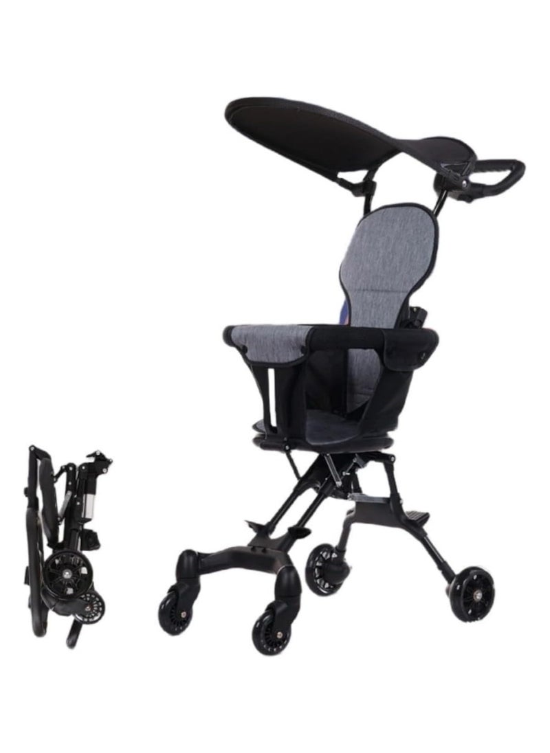 Generic - Stroller 3 Wheels B Shape Ultra Lightweight 9.4 lbs 4.2 kg Two Facing Large Seat and Backrest Stroller 10.2 lbs 4.2 kg Carry on Compatible Adjustable Handle Height Adjustable 1.5 Years Old Buggy Wheelbarrow - Image 1