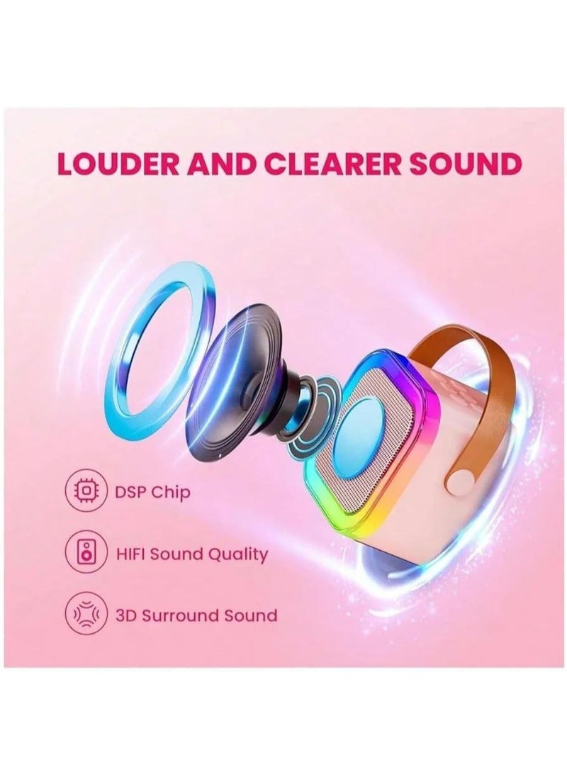 Bluetooth Speaker with Wireless Mic - Kids Microphone Toy - Wireless Karaoke Machine - Bluetooth Speaker and Microphone - Kids Speakers - Amazing Singing Experience for Kids and Adults with LED Light and Fun Sound Effects - Perfect Birthday and Party Gifts for Girls and Boys -