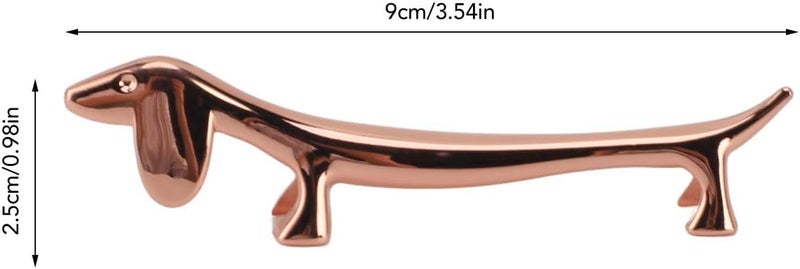 4 PCS Dachshund Chopstick Holder, Zinc Alloy Reusable Dinner Spoon Stand Chopstick Rack Stand For Tableware Brush Home Kitchen Table Decoration (Rose Gold Sausage Dog) - Image 5