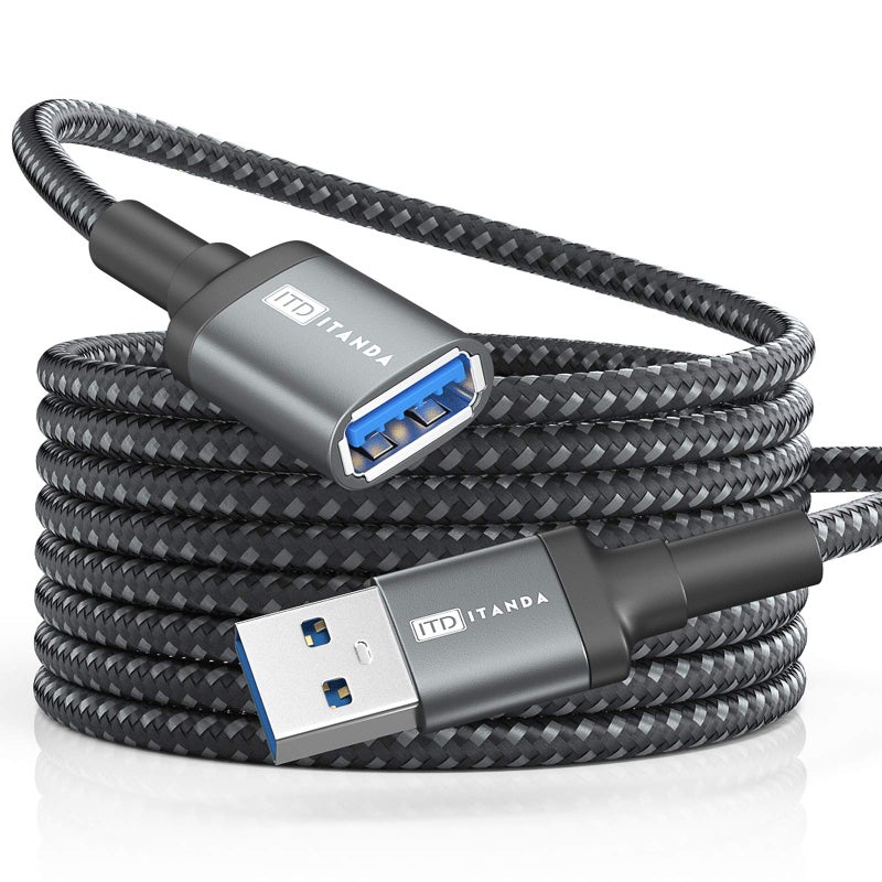 ITD ITANDA 10FT USB Extension Cable USB 3.0 Extension Cord Type A Male to Female5Gbps Data Transfer for Keyboard, Mouse, Playstation, Xbox, Flash Drive, Printer, Camera and More - Image 1