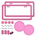 ZukMi 2 Pack License Plate Frame for Car Matte Metal Aluminum RustProof License Plate Holder Cover Gloss Black Front Rear Number Tag Frame for Men Women Universal Fit Pink - Image 2
