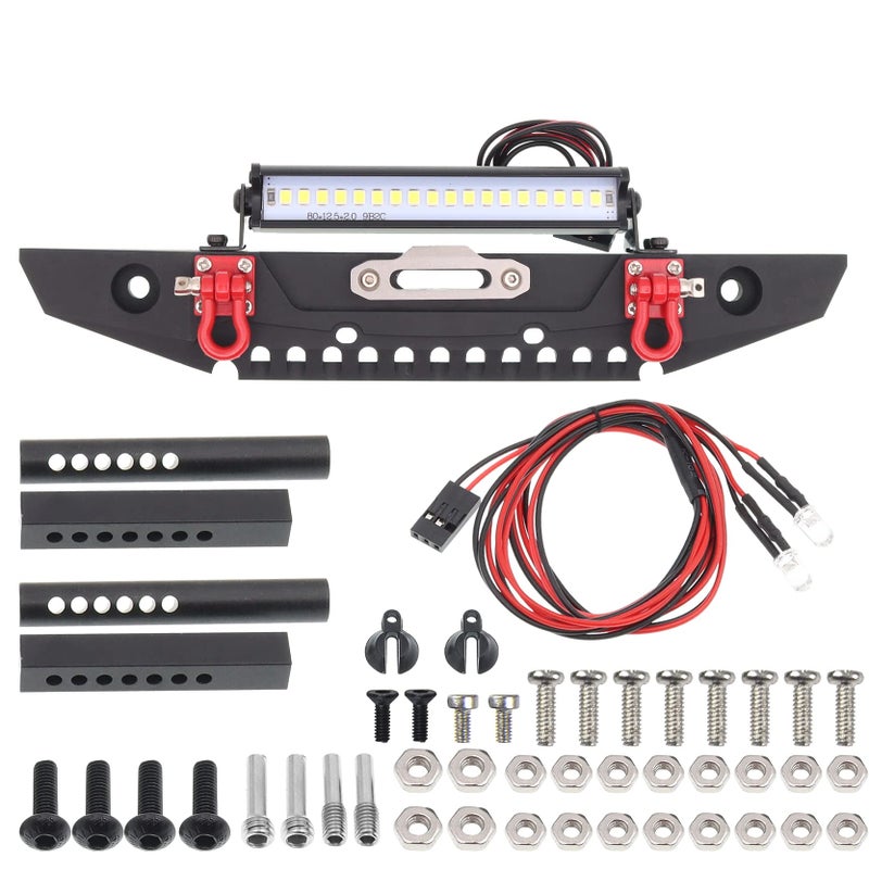 Treehobby Metal Front Bumper with LED Light RC Winch Mount Seat Compatible with Traxxas TRX4 TRX4 Axial SCX10 90046 90047 RC4WD D90 TF2 110 RC Crawler Car Upgrade Part - Image 2