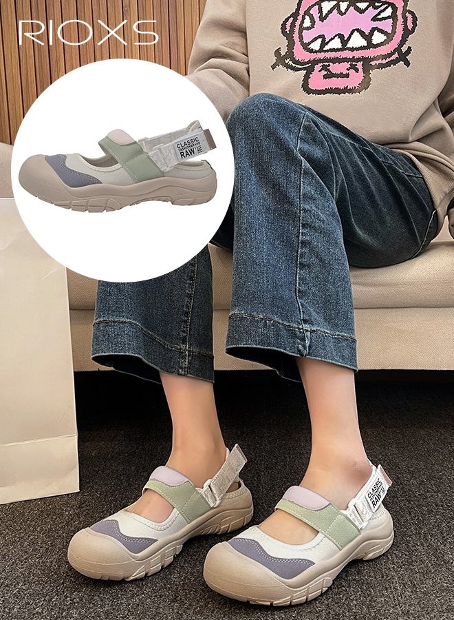 ريوكس أحذية رياضية نسائية غير رسمية للمشي، أحذية ماري جين كلاسيكية مسطحة للسيدات، أحذية قماشية نسائية للمشي بمقدمة عريضة مستديرة، أحذية رياضية مريحة وخفيفة الوزن ومقاومة للانزلاق، أحذية نسائية يومية للقدمين العاريتين، أحذية بيني أنيقة للأنشطة الداخلية والخارجية، متعددة الأ - Image 1