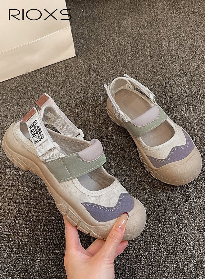 ريوكس أحذية رياضية نسائية غير رسمية للمشي، أحذية ماري جين كلاسيكية مسطحة للسيدات، أحذية قماشية نسائية للمشي بمقدمة عريضة مستديرة، أحذية رياضية مريحة وخفيفة الوزن ومقاومة للانزلاق، أحذية نسائية يومية للقدمين العاريتين، أحذية بيني أنيقة للأنشطة الداخلية والخارجية، متعددة الأ - Image 5