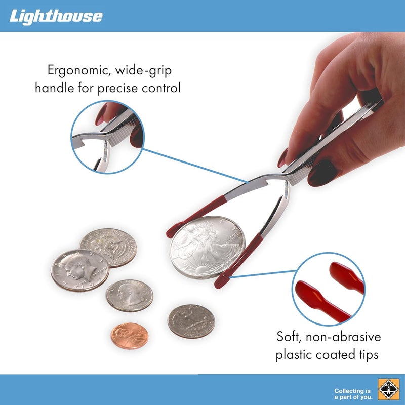 Lighthouse - Wide-Grip Plastic-Coated Coin Tongs - Non-Slip and Scratch-Free for Safe Handling - Image 3
