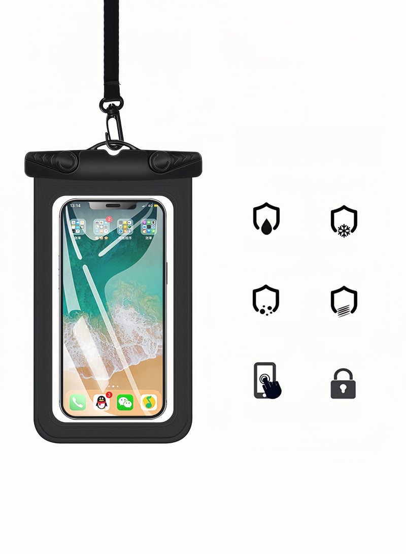 1 Pack Waterproof Phone Case, 7" Universal Dry Bag for iPhone 15/14/13/12 Pro Max, IPX8 Waterproof Pouch, Cruise Ship & Beach Essentials, Black - Image 1