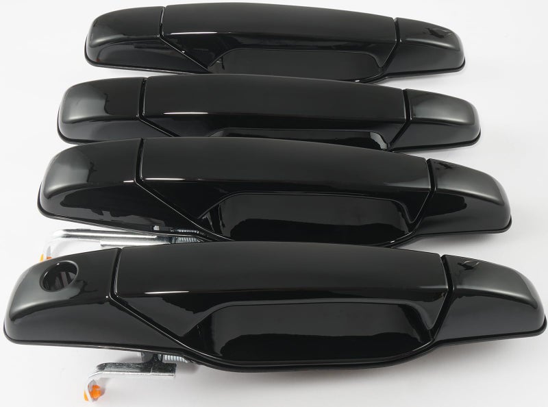 FRONEZER Exterior Door Handle, 4PCS Black Front Rear Driver Passenger Compatible with 2007-2014 Chevy Silverado Suburban Avalanche Tahoe, GMC Sierra Yukon Cadillac Escalade Replace 20828258 22738721 - Image 1