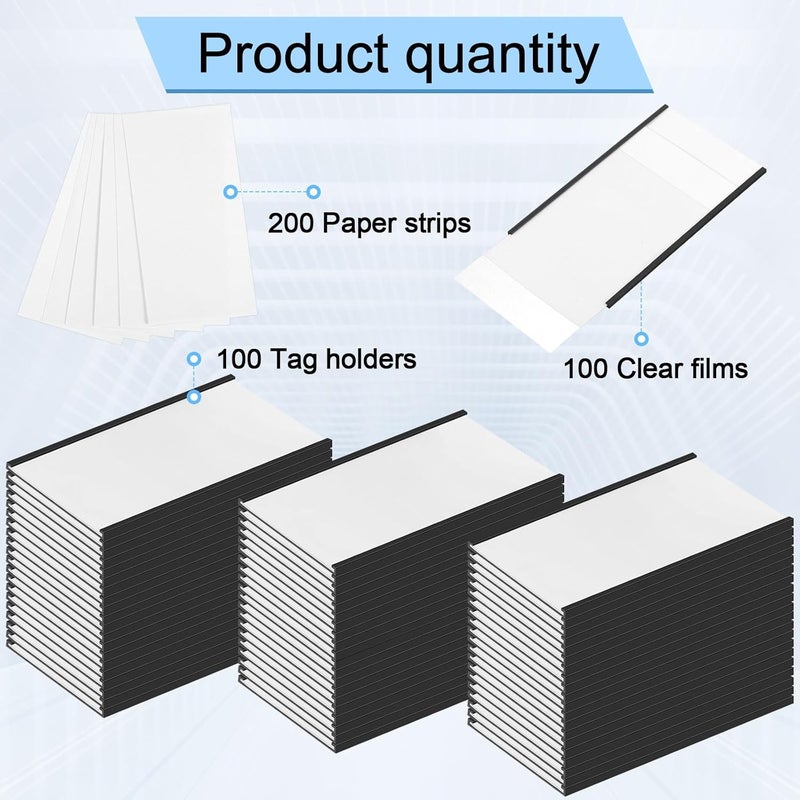 Glenmal 100 Pieces C Channel Magnetic Label Holders Set 3 x 5 Inch Magnet Shelf Label Holder with Protective Films and Replacement Strips for Metal Racks Whiteboard Name Tags - Image 2