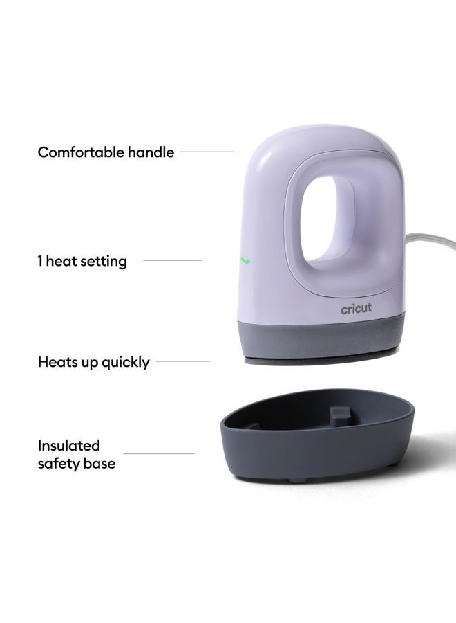 Cricut EasyPress Mini™ LT - لافندر - مكبس حراري صغير لضغط الأحذية، ملابس الأطفال، القمصان، والمزيد - سهل الاستخدام بإعداد واحد - طرف دقيق - مكواة صغيرة مدمجة وقابلة للنقل - Image 2
