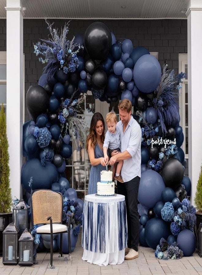 Partycus Navy Blue Black Balloon Arch Kit Double Stuffed, Dark Lavender-Blue Matte Black Balloon Garland with Clear Bobo Latex for Birthday Baby Shower Men Graduation Wedding New Year Party Decoration - Image 2