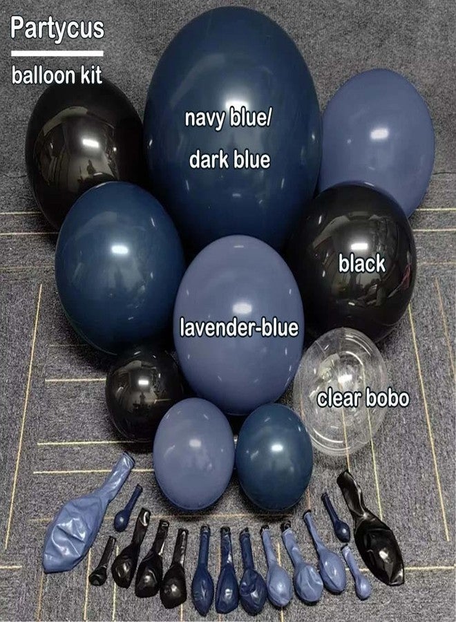 Partycus Navy Blue Black Balloon Arch Kit Double Stuffed, Dark Lavender-Blue Matte Black Balloon Garland with Clear Bobo Latex for Birthday Baby Shower Men Graduation Wedding New Year Party Decoration - Image 3